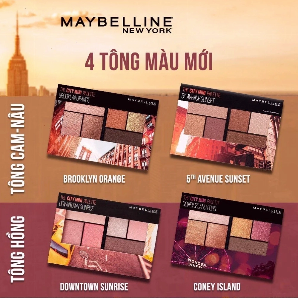 Bảng phấn mắt Maybelline The City Mini Palette nhỏ gọn
