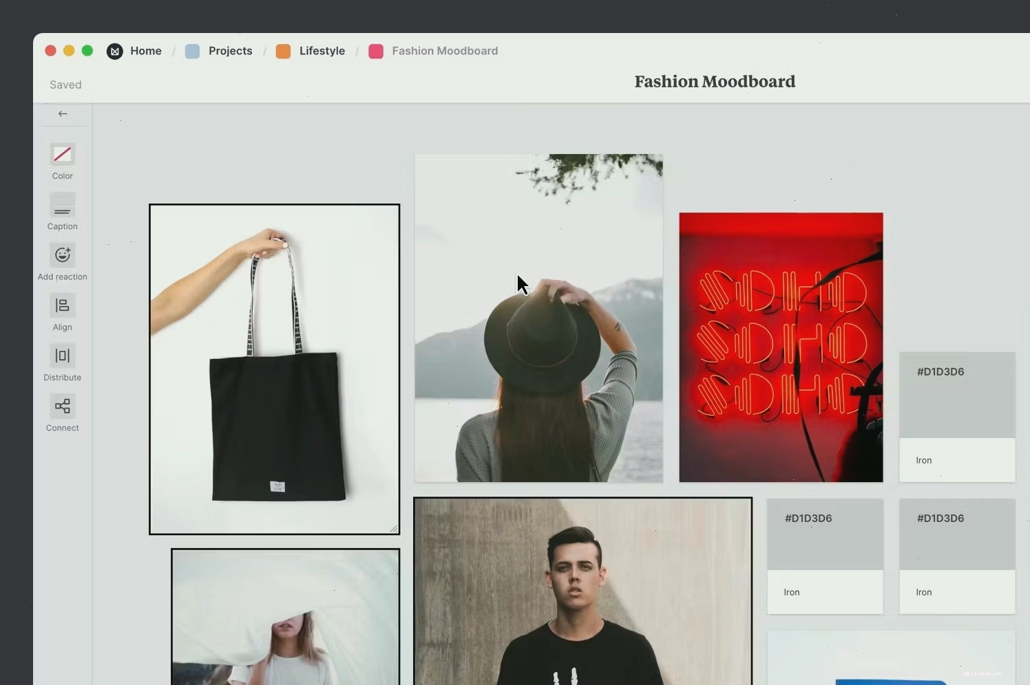 fashion moodboard template trên nền tảng trực tuyến