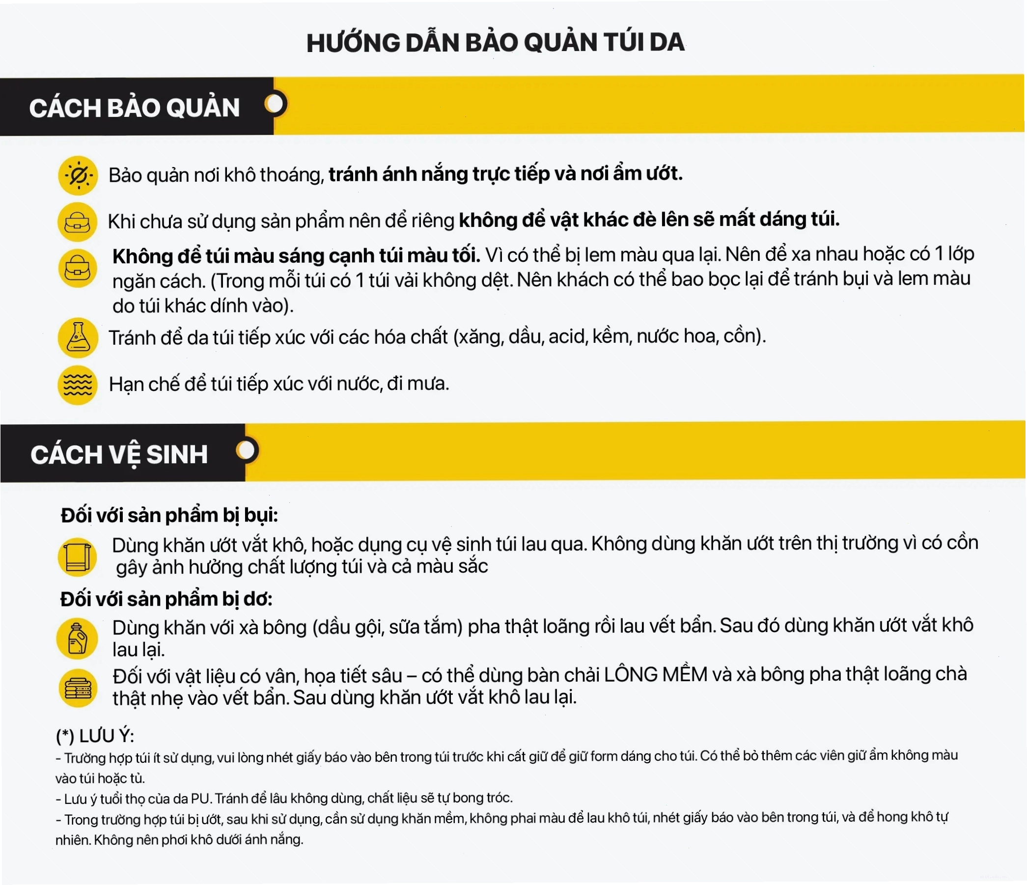 Hướng dẫn bảo quản túi da đúng cách