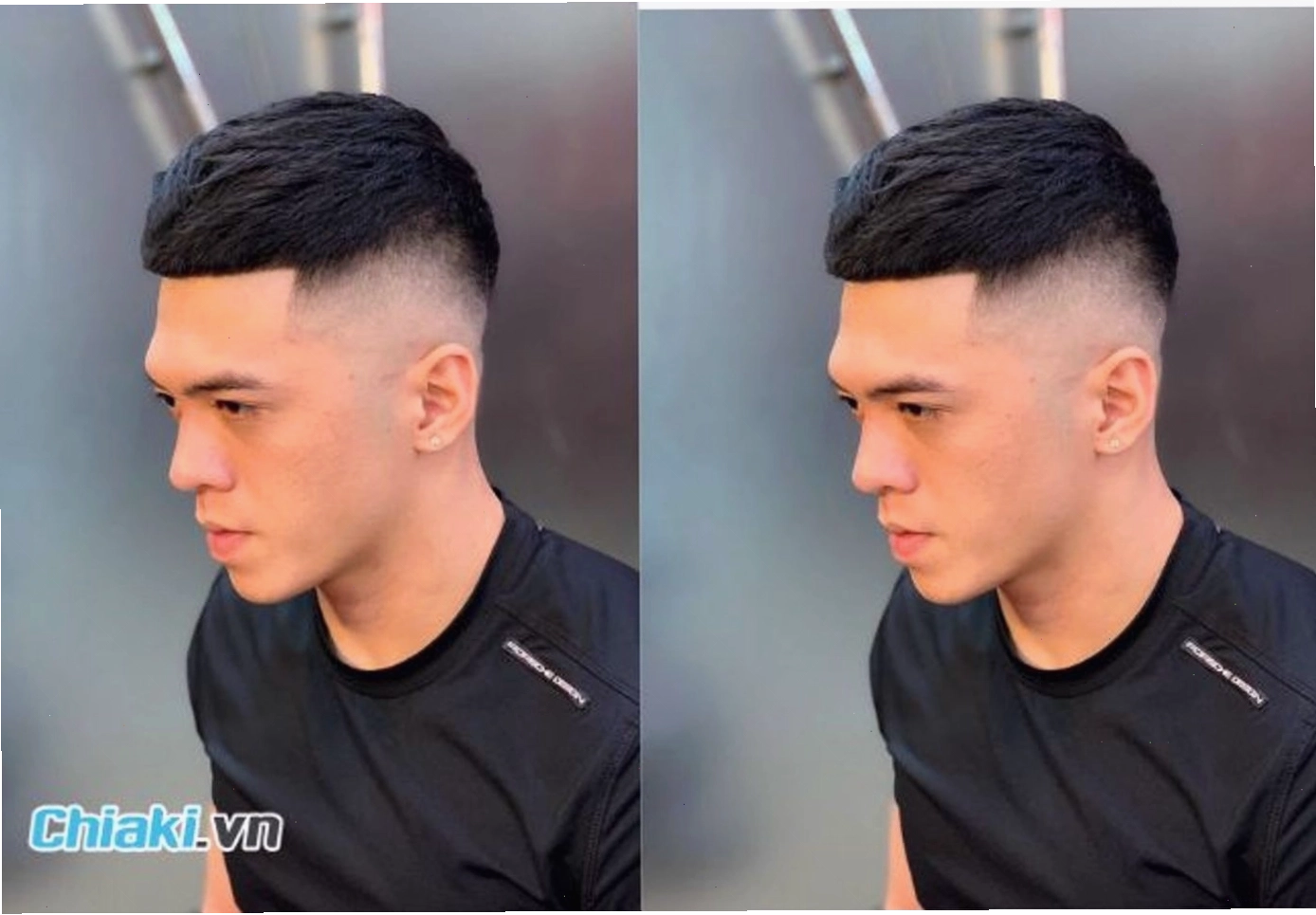 Kiểu tóc đầu đinh nam Undercut Mohican với phần mái dài, mạnh mẽ và cá tính.
