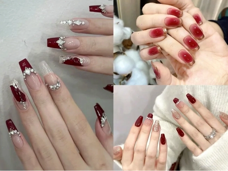 Mẫu nail cô dâu màu đỏ quý phái và sang trọng