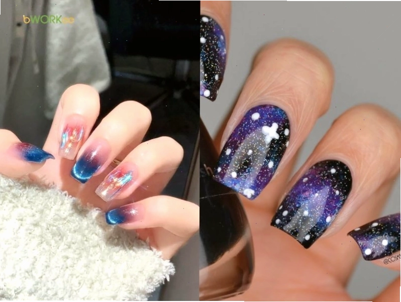 Mẫu nail nhũ đá galaxy huyền bí