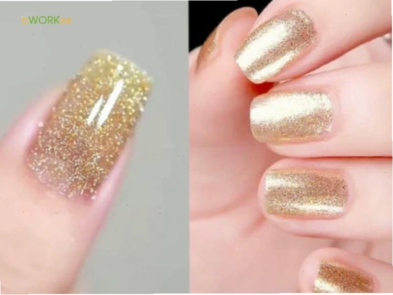 Mẫu nail nhũ màu vàng rực rỡ