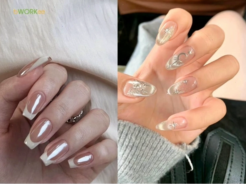 Mẫu nail nhũ Pháp thanh lịch