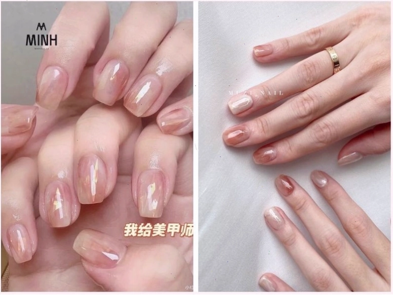 Mẫu nail ombre hồng dễ thương với các chi tiết đính đá