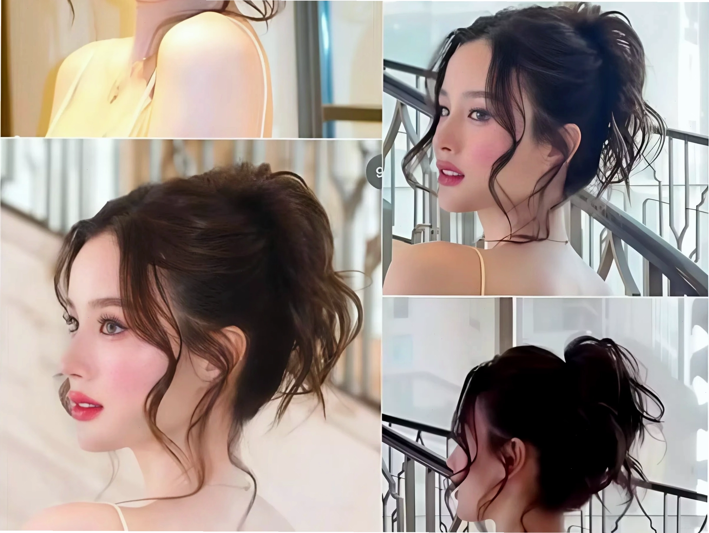 Mẫu tóc búi rối trẻ trung khi mặc áo dài