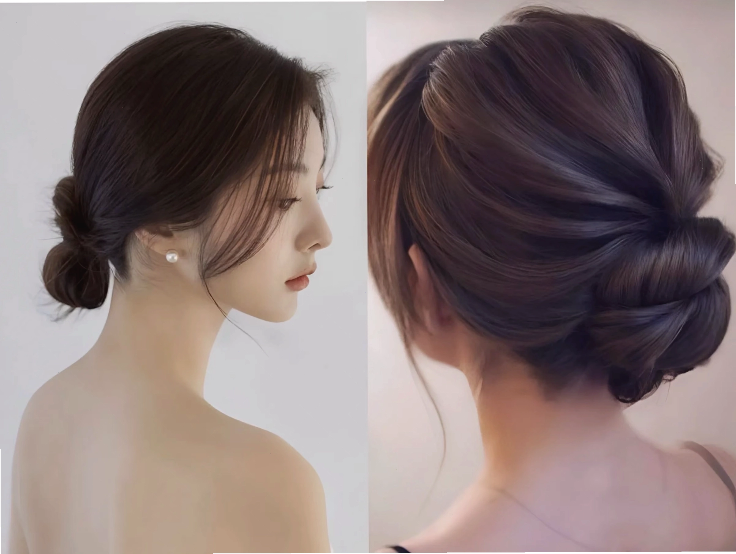 Mẫu tóc búi thấp dịu dàng phù hợp với áo dài